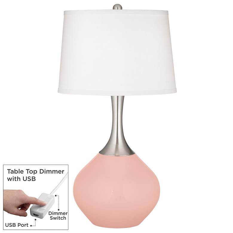 Image 1 Rose Pink Spencer Table Lamp with Dimmer