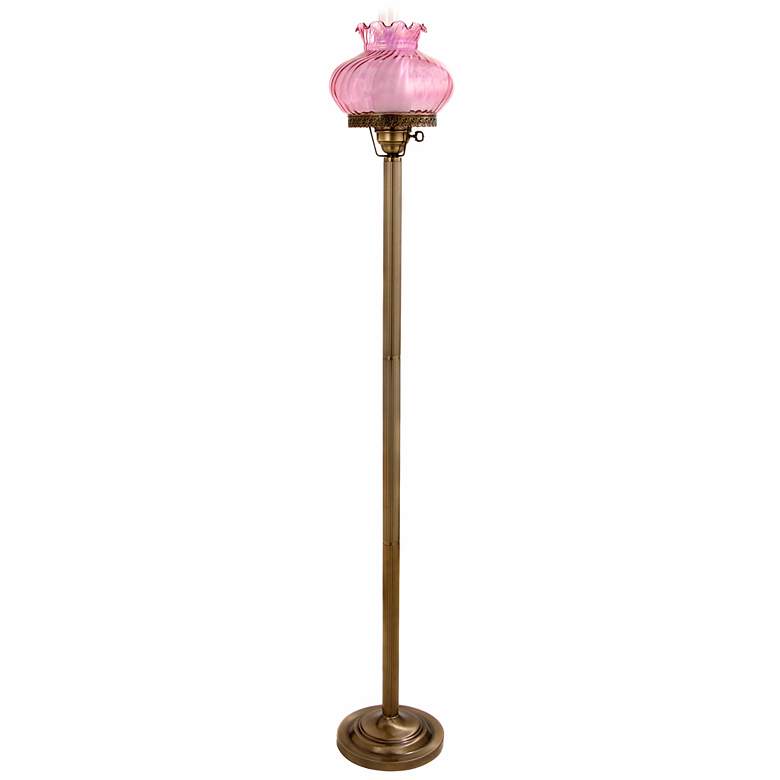 Image 1 Rose Pink Student-Style Glass Hurricane Floor Lamp