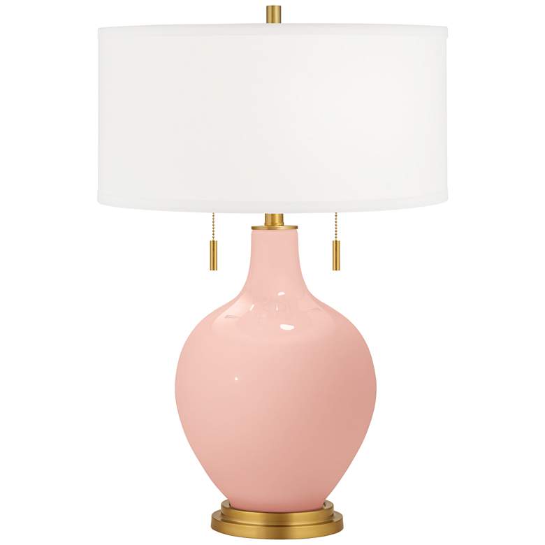 Image 1 Rose Pink Toby Brass Accents Table Lamp