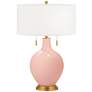 Rose Pink Toby Brass Accents Table Lamp