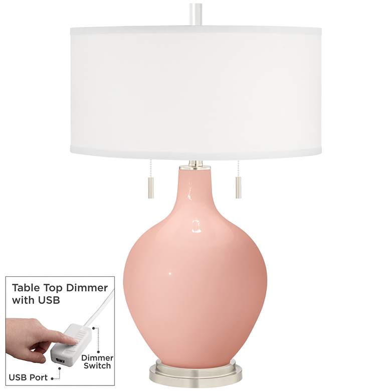 Image 1 Rose Pink Toby Table Lamp with Dimmer