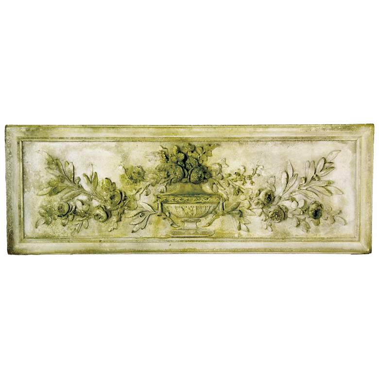 Image 1 Rose Urn 34 inch Wide Outdoor Wall Relief Sculpture