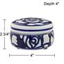 Rose White and Blue 4" Wide Round Decorative Box