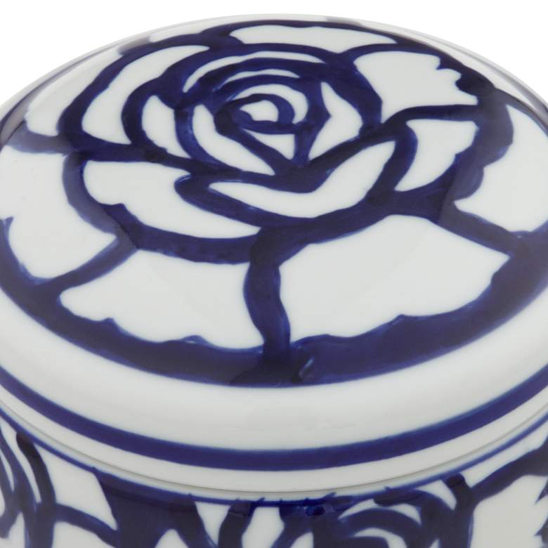 Image 2 Rose White and Blue 5 1/4" Wide Round Decorative Box more views