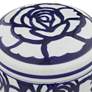 Rose White and Blue 5 1/4" Wide Round Decorative Box