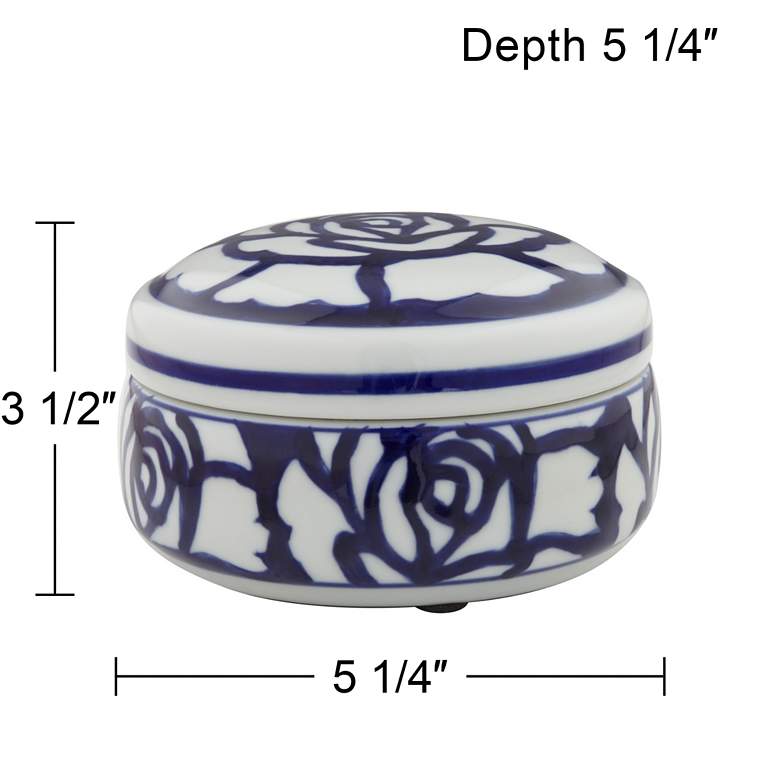 Image 5 Rose White and Blue 5 1/4" Wide Round Decorative Box more views