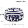 Rose White and Blue 5 1/4" Wide Round Decorative Box