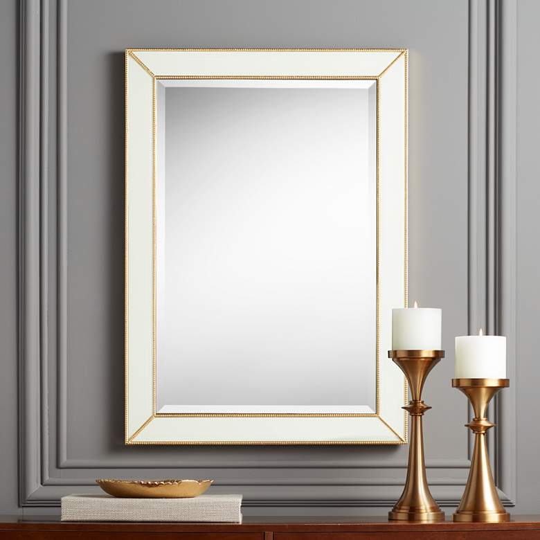 Image 1 Roseau Glossy Gold Leaf 24" x 34" Rectangular Wall Mirror