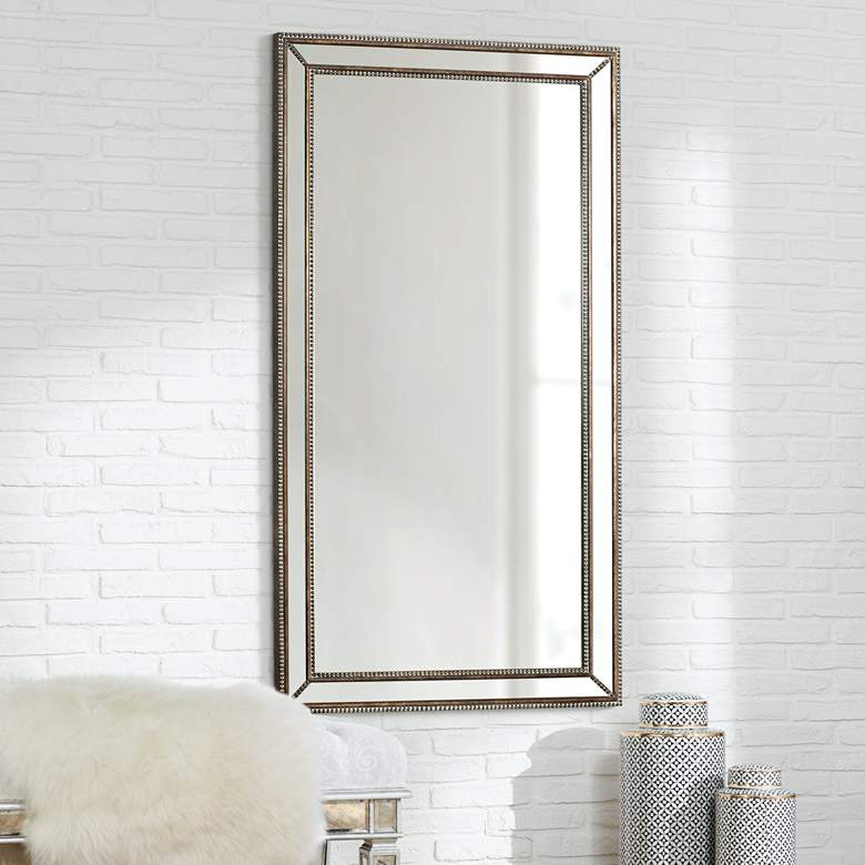 Image 1 Roseau Palais Bronze 32 1/2" x 59 1/2" Beaded Mirror