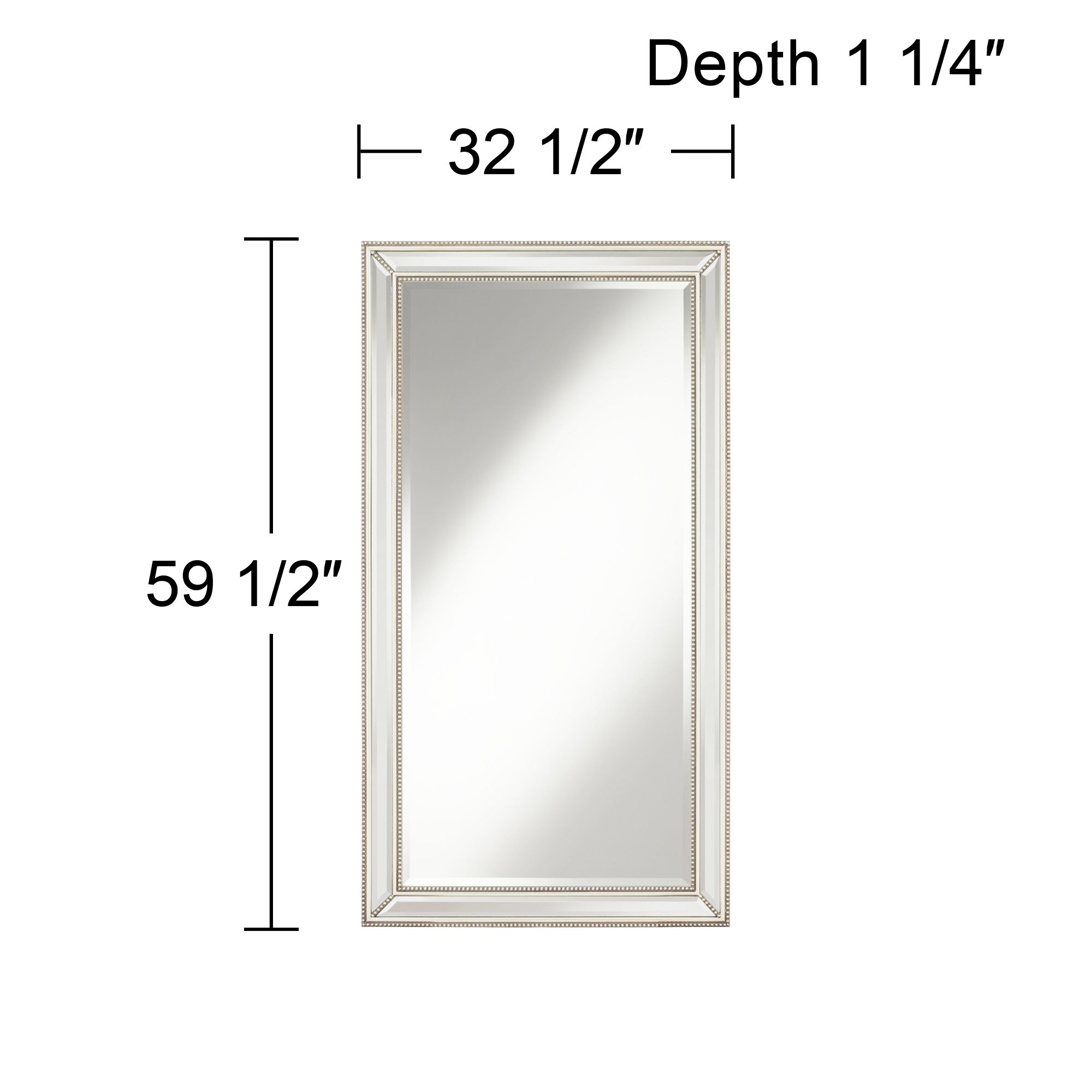 Image 6 Roseau Palais Silver 32 1/2" x 59 1/2" Beaded Mirror more views