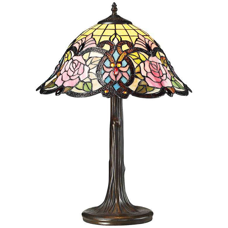 Image 1 Rosedale Floral Tiffany Glass Table Lamp