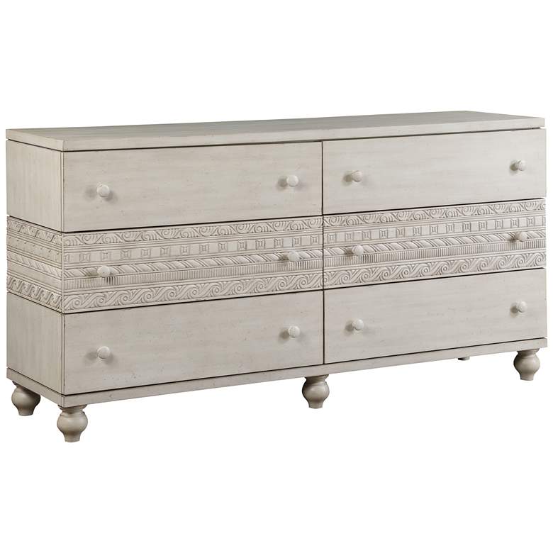 Image 1 Roselyne 68" Wide Antique White Wood 6-Drawer Dresser