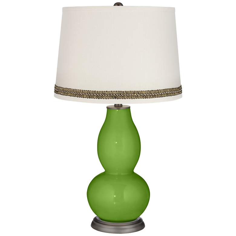Image 1 Rosemary Green Double Gourd Table Lamp with Wave Braid Trim