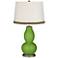 Rosemary Green Double Gourd Table Lamp with Wave Braid Trim