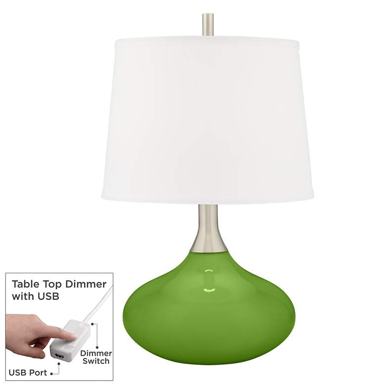 Image 1 Rosemary Green Felix Modern Table Lamp with Table Top Dimmer