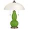 Rosemary Green Gourd-Shaped Table Lamp with Alabaster Shade