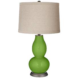 Image1 of Rosemary Green Linen Drum Shade Double Gourd Table Lamp