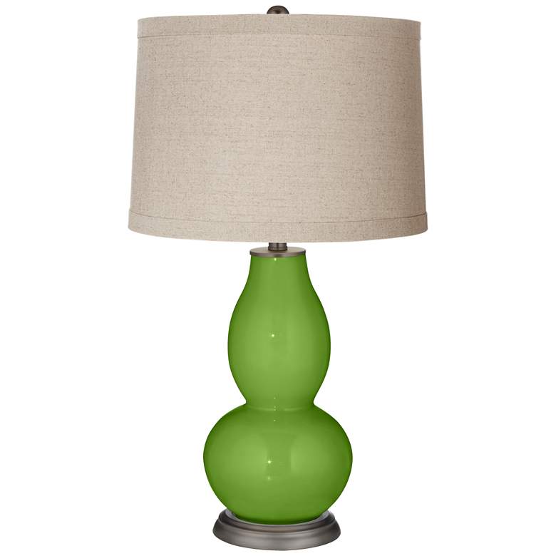 Image 1 Rosemary Green Linen Drum Shade Double Gourd Table Lamp