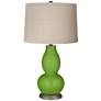 Rosemary Green Linen Drum Shade Double Gourd Table Lamp