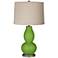 Rosemary Green Linen Drum Shade Double Gourd Table Lamp
