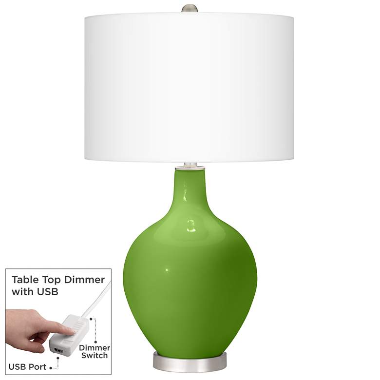 Image 1 Rosemary Green Ovo Table Lamp With Dimmer