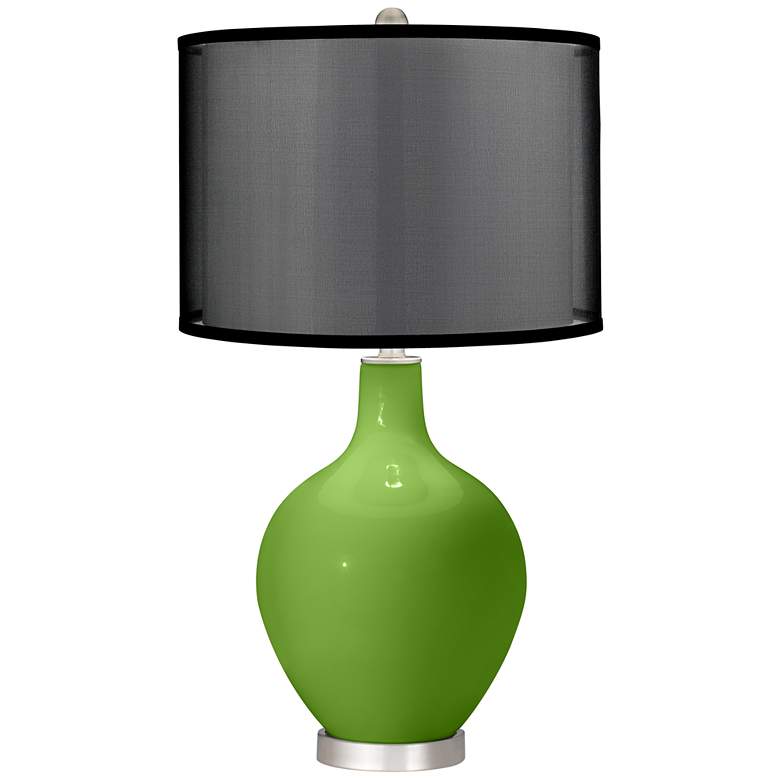 Image 1 Rosemary Green Ovo Table Lamp with Organza Black Shade