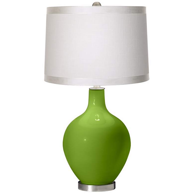 Image 1 Rosemary Green White Drum Shade Ovo Table Lamp