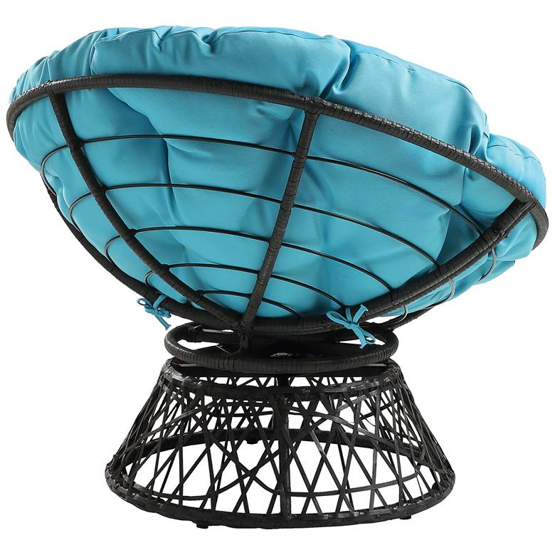 Image 3 Rosemond Blue Button-Tufted Adjustable Swivel Papasan Chair more views