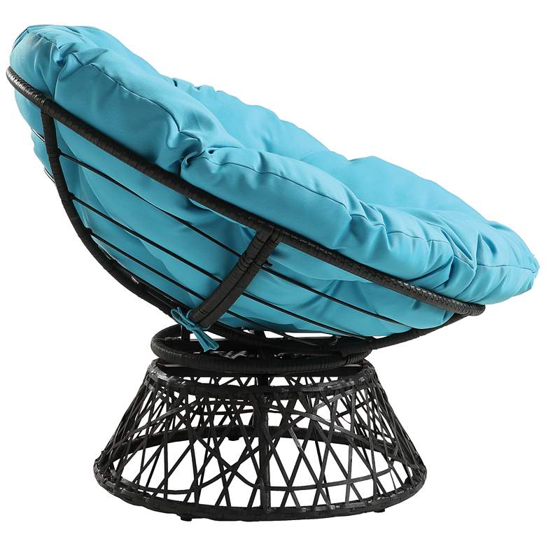 Image 4 Rosemond Blue Button-Tufted Adjustable Swivel Papasan Chair more views
