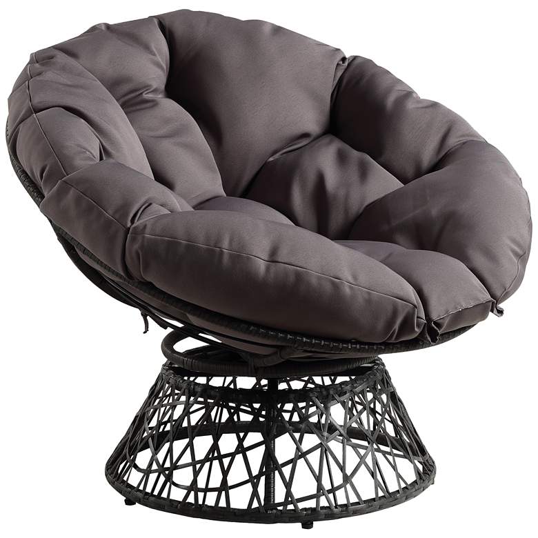 Image 1 Rosemond Gray Button-Tufted Adjustable Swivel Papasan Chair