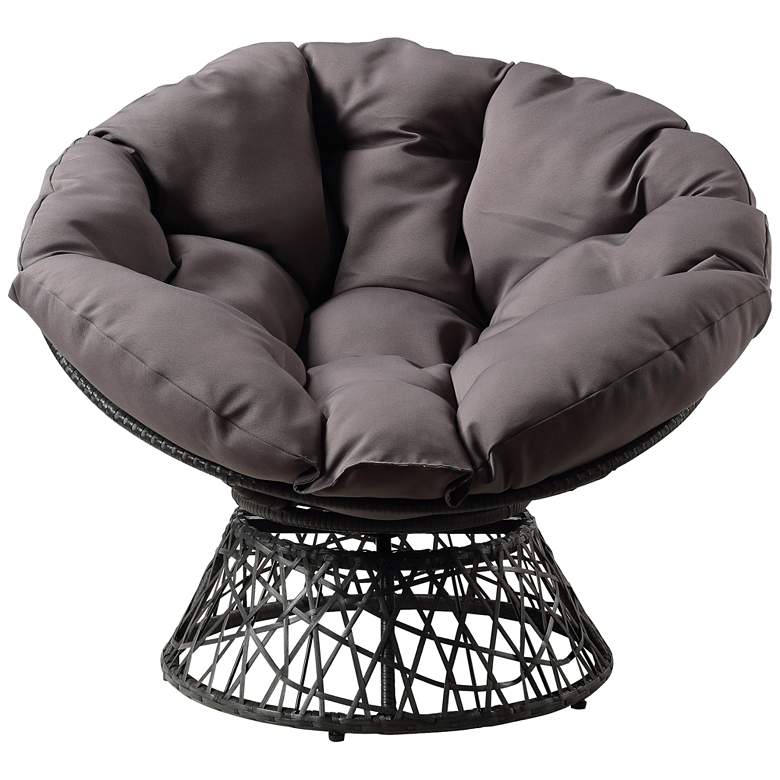Image 2 Rosemond Gray Button-Tufted Adjustable Swivel Papasan Chair more views