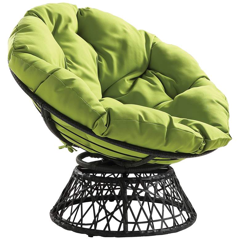 Image 1 Rosemond Green Button-Tufted Adjustable Swivel Papasan Chair