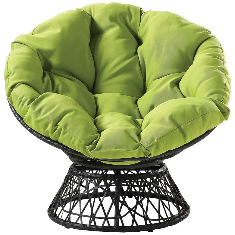 Image 2 Rosemond Green Button-Tufted Adjustable Swivel Papasan Chair more views