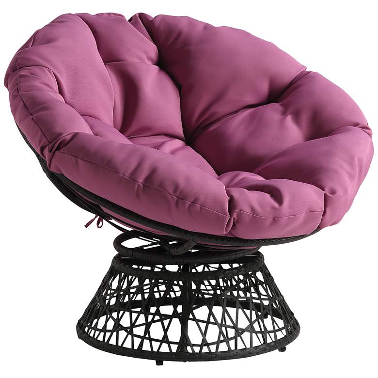Image 2 Rosemond Purple Tufted Adjustable Swivel Papasan Chair