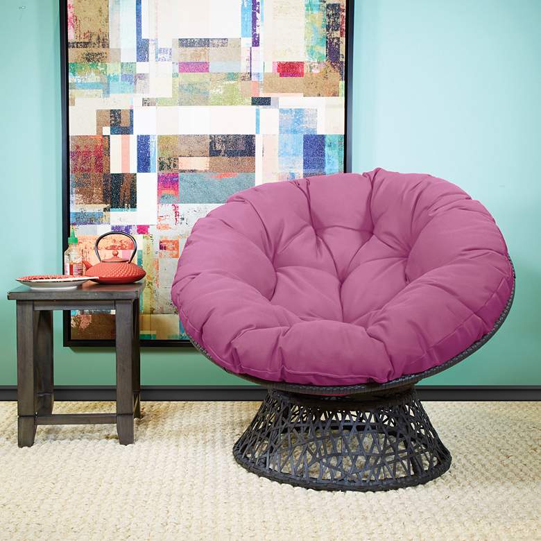 Image 1 Rosemond Purple Tufted Adjustable Swivel Papasan Chair