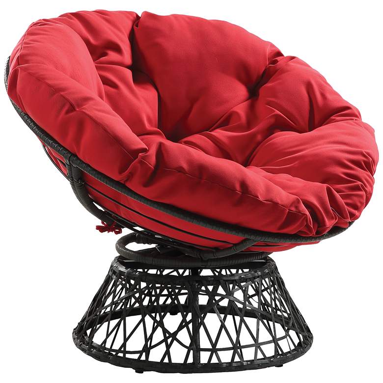 Image 1 Rosemond Red Button-Tufted Adjustable Swivel Papasan Chair