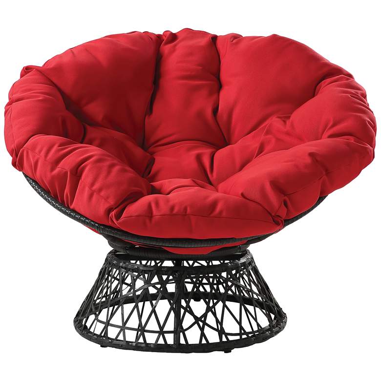 Image 3 Rosemond Red Button-Tufted Adjustable Swivel Papasan Chair more views
