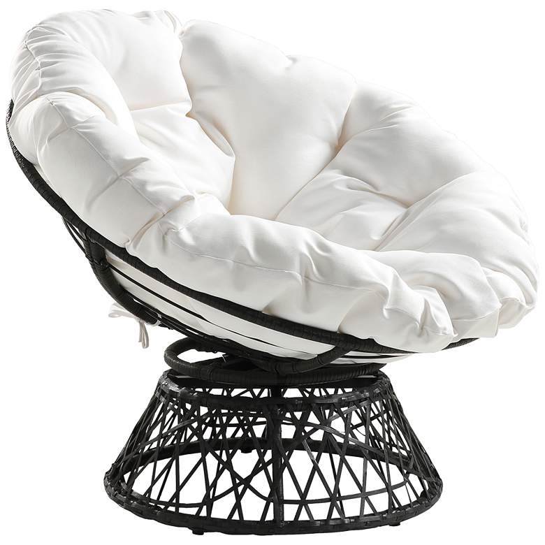 Image 1 Rosemond White Button-Tufted Adjustable Swivel Papasan Chair