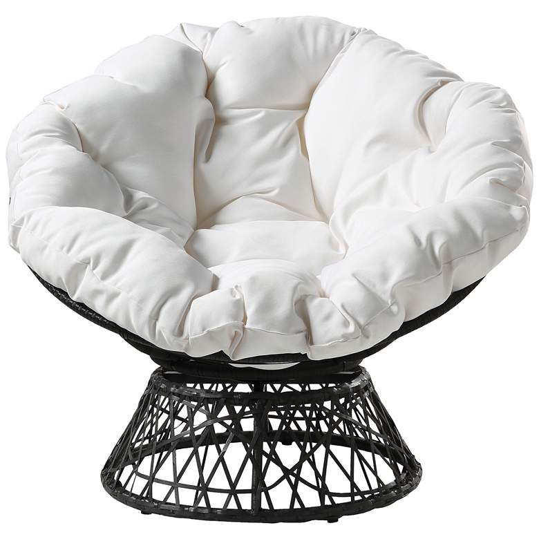 Image 2 Rosemond White Button-Tufted Adjustable Swivel Papasan Chair more views