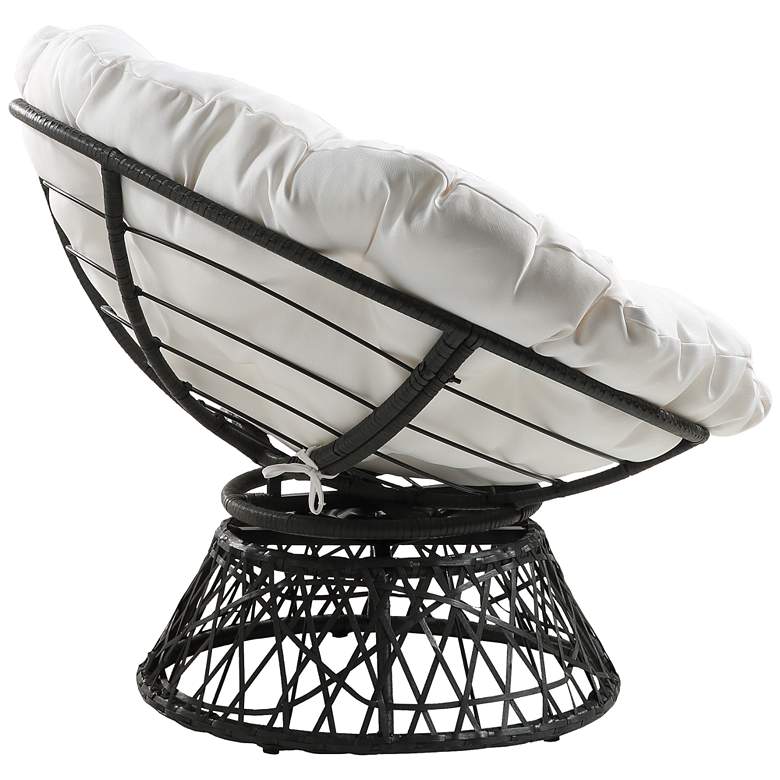 Image 4 Rosemond White Button-Tufted Adjustable Swivel Papasan Chair more views