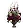 Roses and Hydrangeas in Metal Urn Faux Flowers