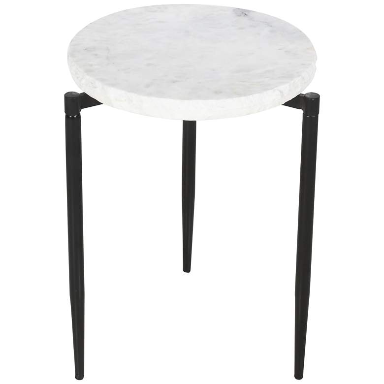 Image 2 Rosetta 16 inch Wide White Marble Black Iron Accent Table