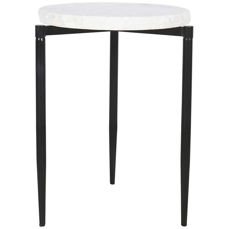 Image 4 Rosetta 16 inch Wide White Marble Black Iron Accent Table more views