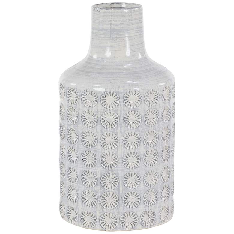 Image 1 Rosette 14 1/4" High Blue and White Ceramic Decorative Vase
