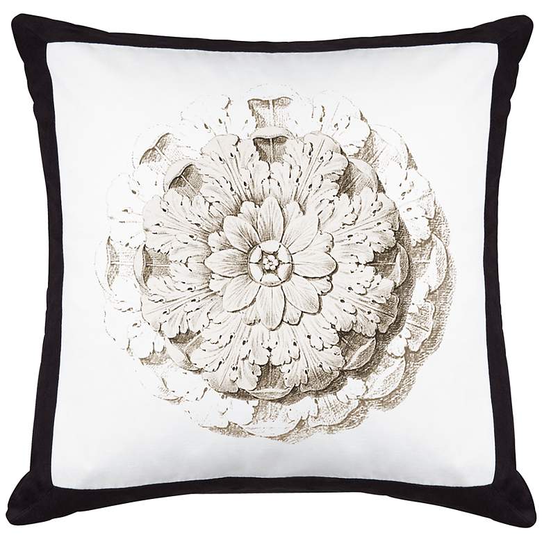 Image 1 Rosette Black Canvas and Microsuede 18 inch Square Pillow