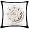 Rosette Black Canvas and Microsuede 18" Square Pillow