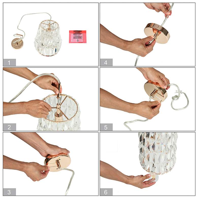Image 7 Rosgloy 1-Light Cylinder Crystal Pendant Light more views