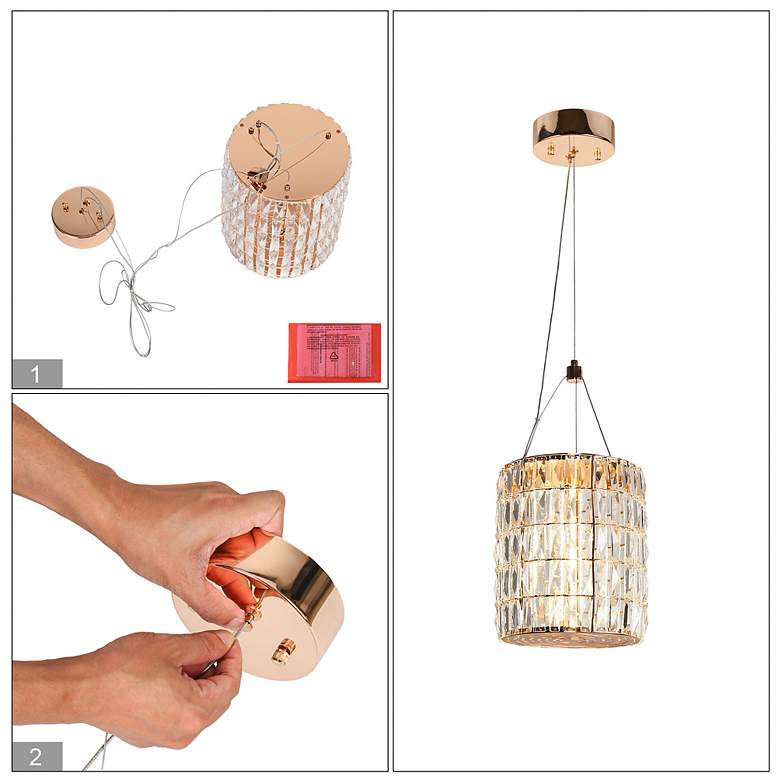 Image 6 Rosgloy 1-Light Gold Crystal LED Pendant Light more views
