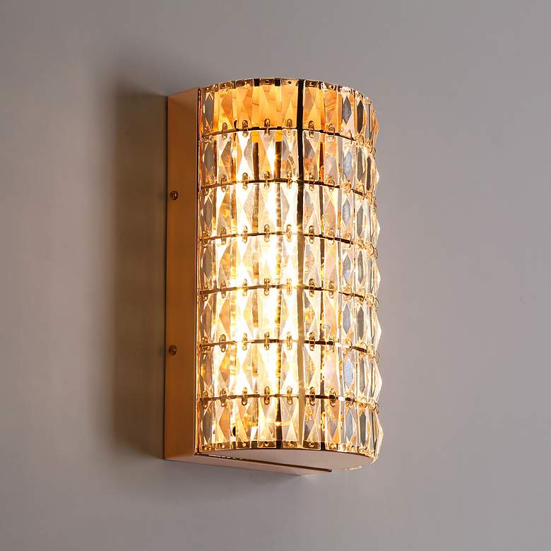 Image 1 Rosgloy 1-Light Gold Crystal LED Wall Sconces