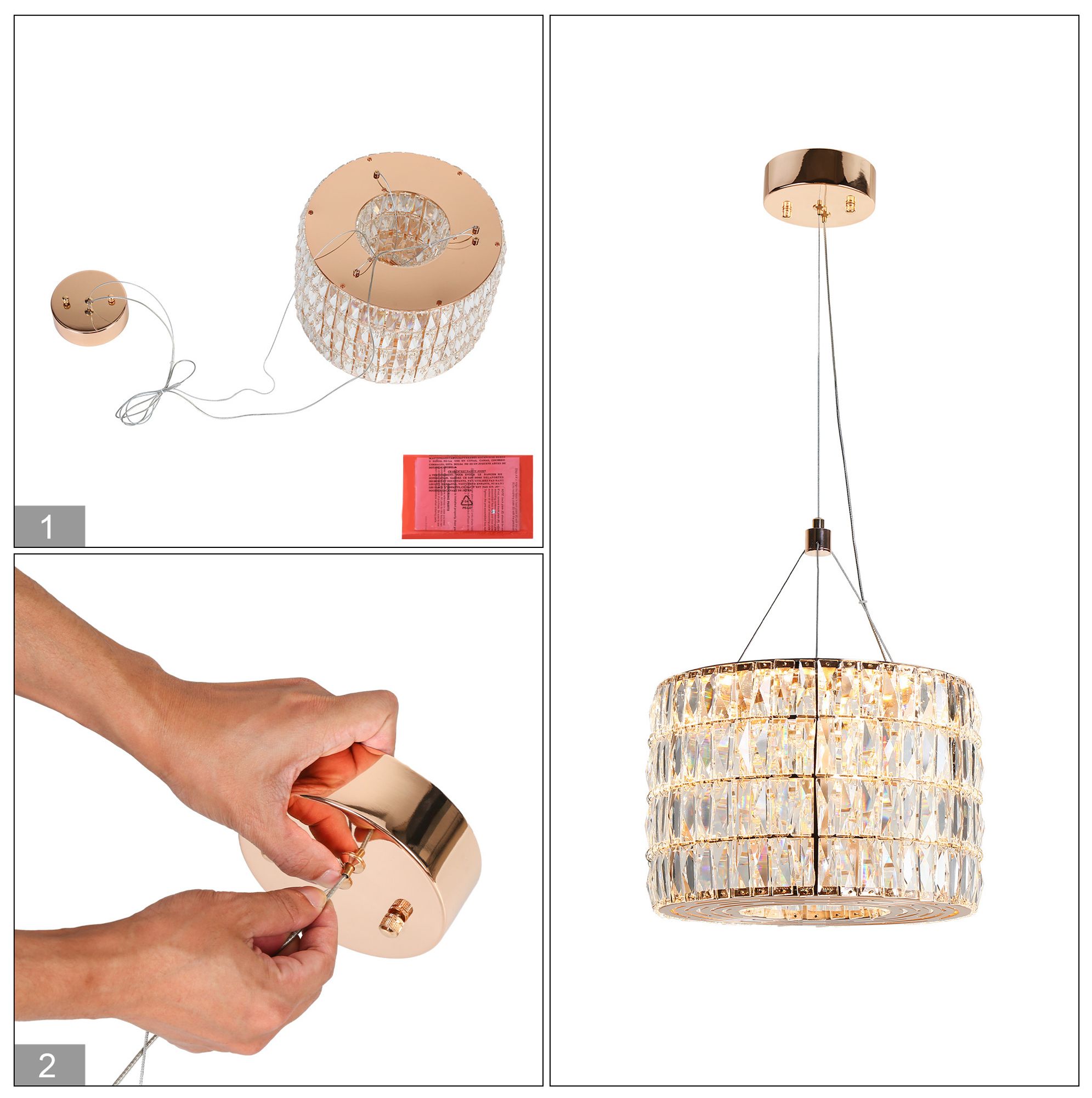 Rosgloy 1-Light Gold Crystal Mini LED Chandelier